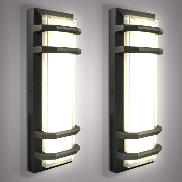 Luxrite Outdoor LED Wall Light 15.75in Modern Outdoor Wall Sconce 3CCT 3000K-5000K 15W Aluminum IP65, 2PK LR40315-2PK - main